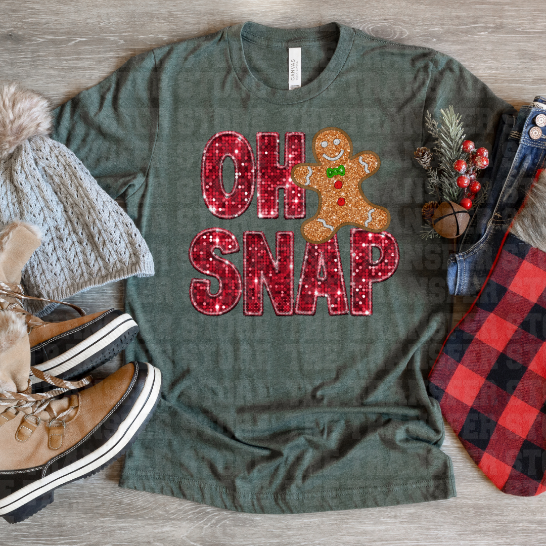 RED Oh Snap Gingerbread Faux Sequin Applique