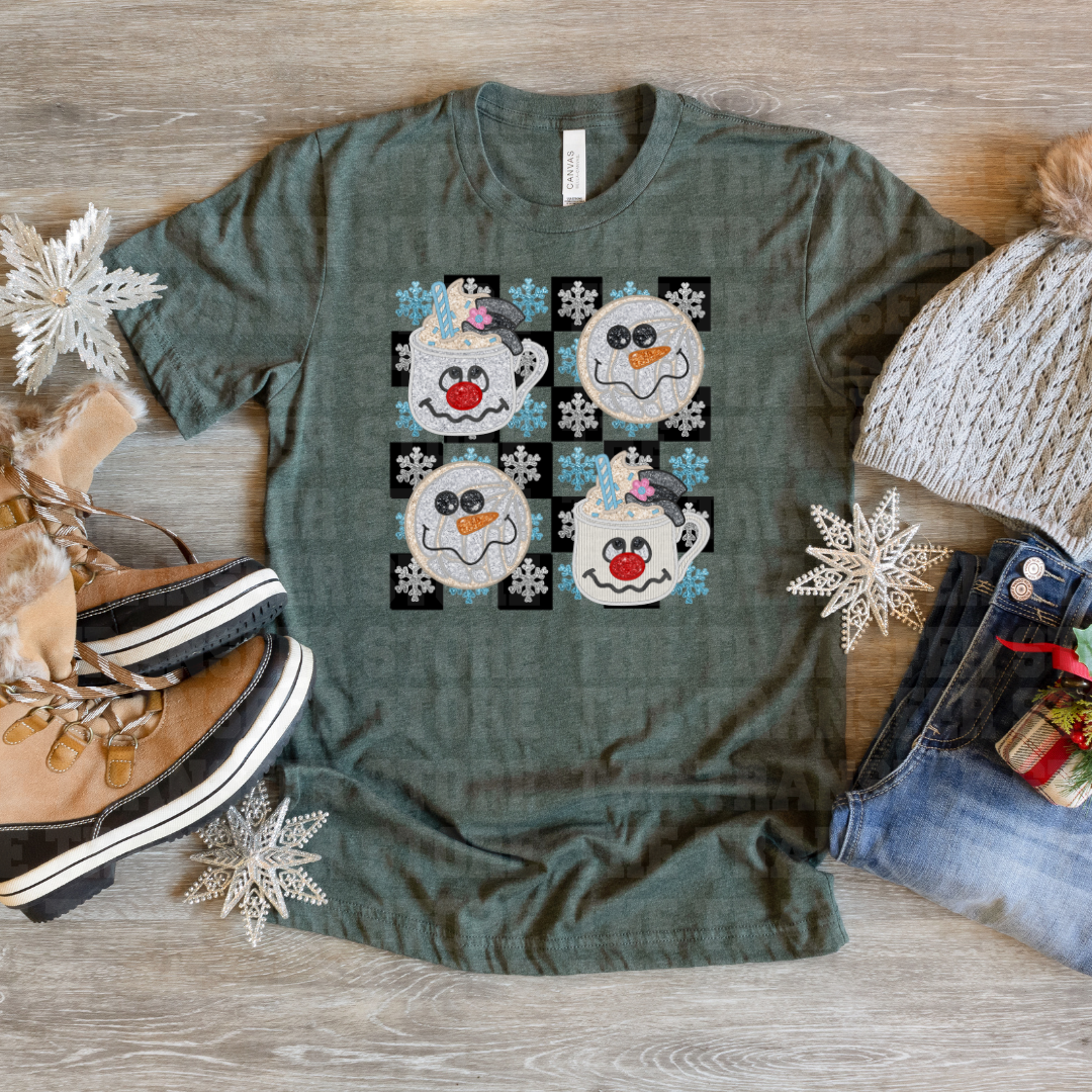Snowman Hot Cocoa Faux Sequin Applique