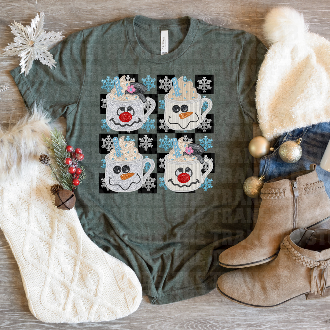 Snowman Latte Faux Sequin Applique