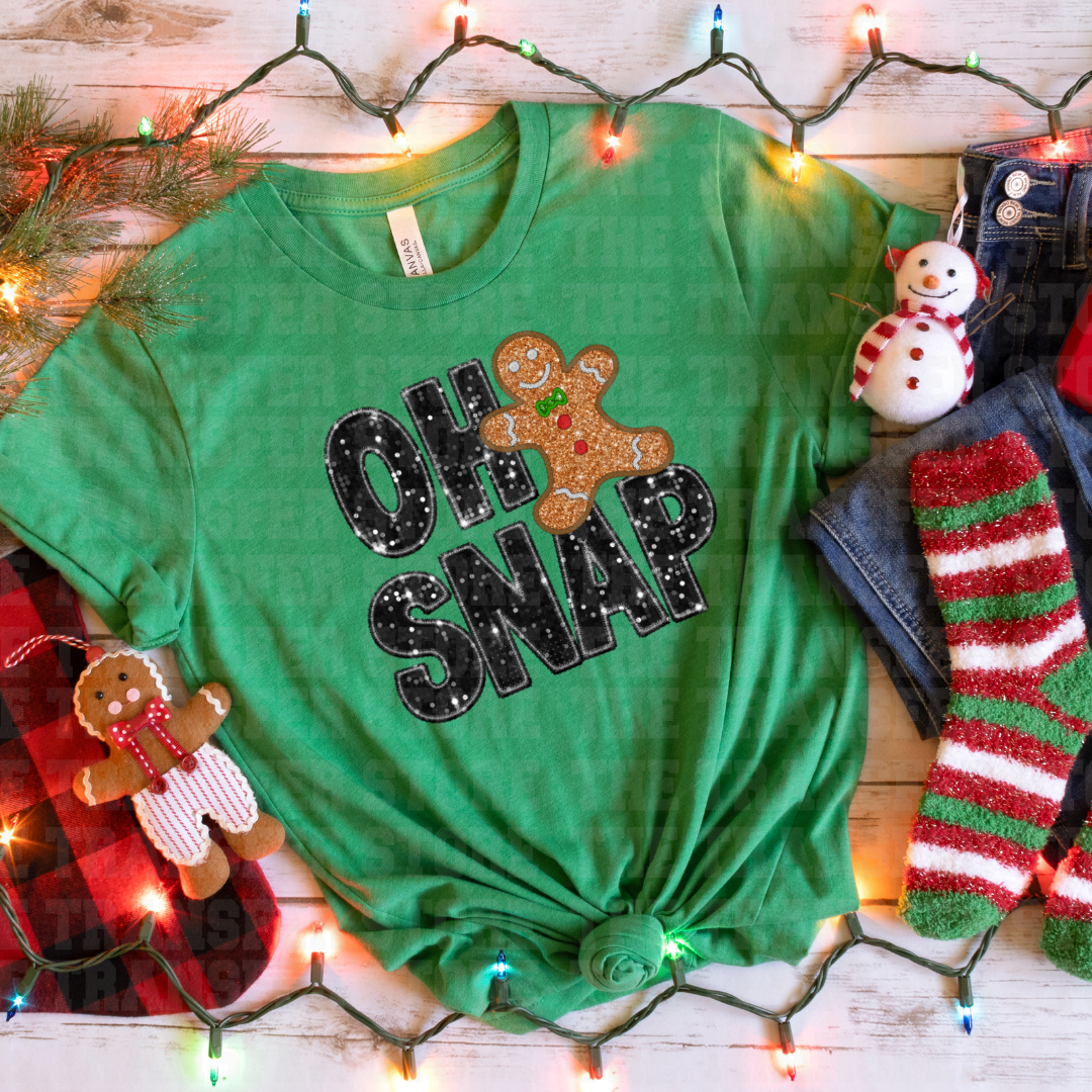 Black Oh Snap Gingerbread Faux Sequin Applique