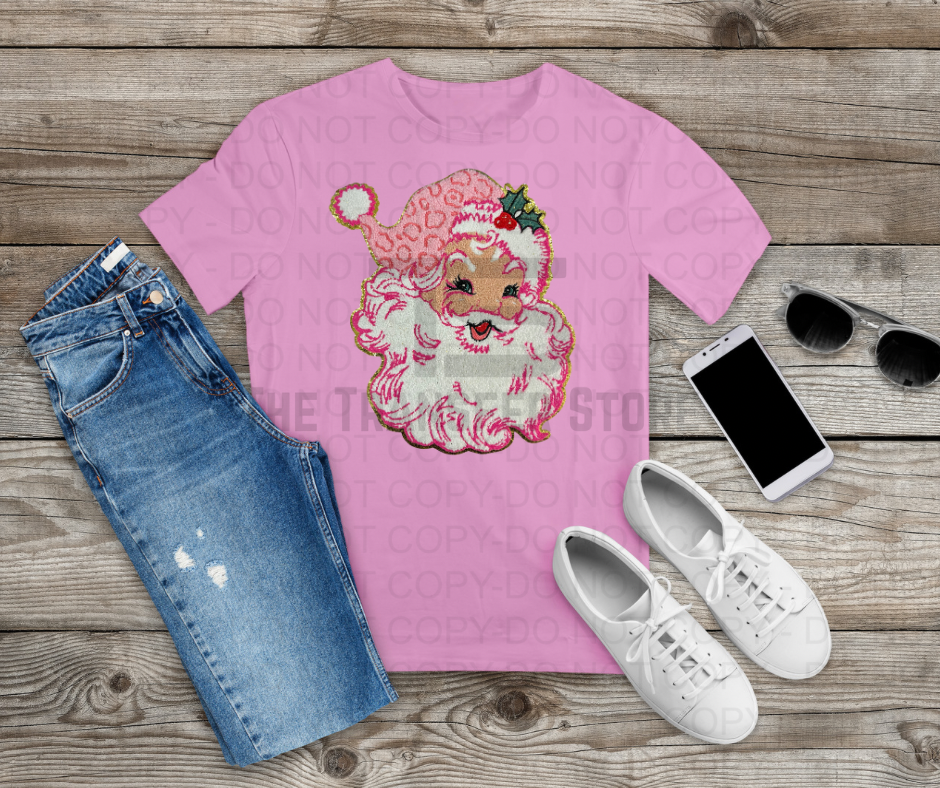 Whimsy Pink Santa Chenille Patch