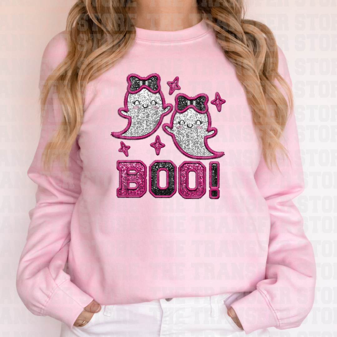 Pink Ghost Faux Sequin Applique