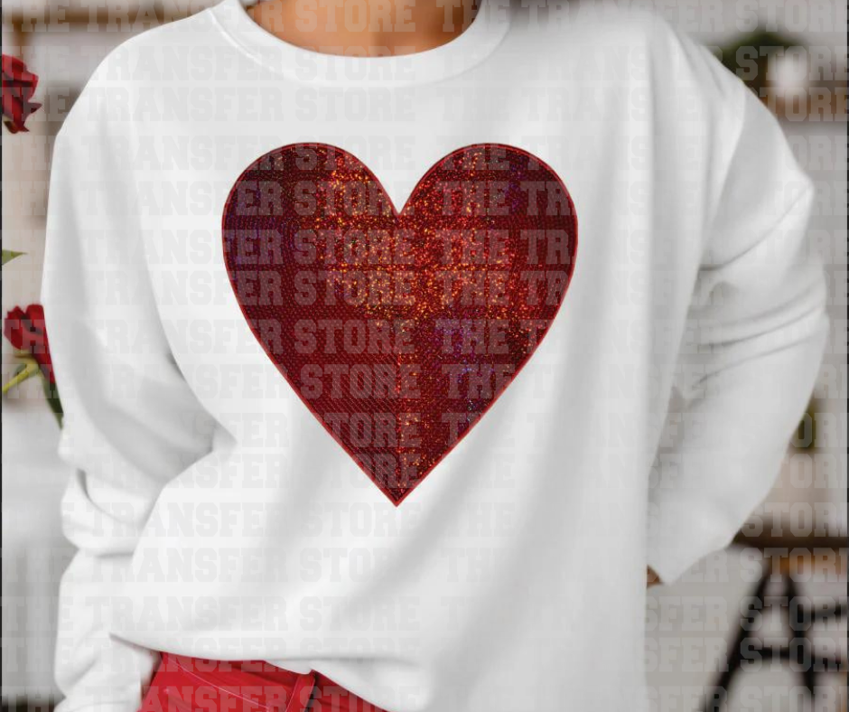 Red Heart Sequin Patch