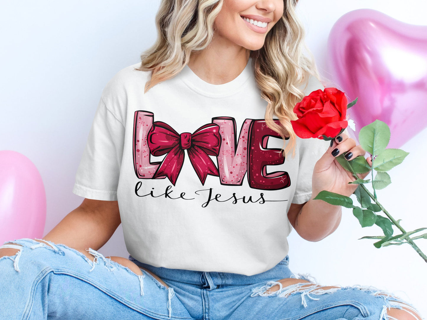 Love Like Jesus Coquette Bow Pink