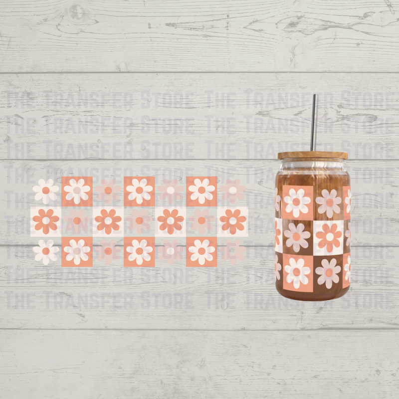 Retro Boho Daisy UV DTF Cup Wrap 16oz