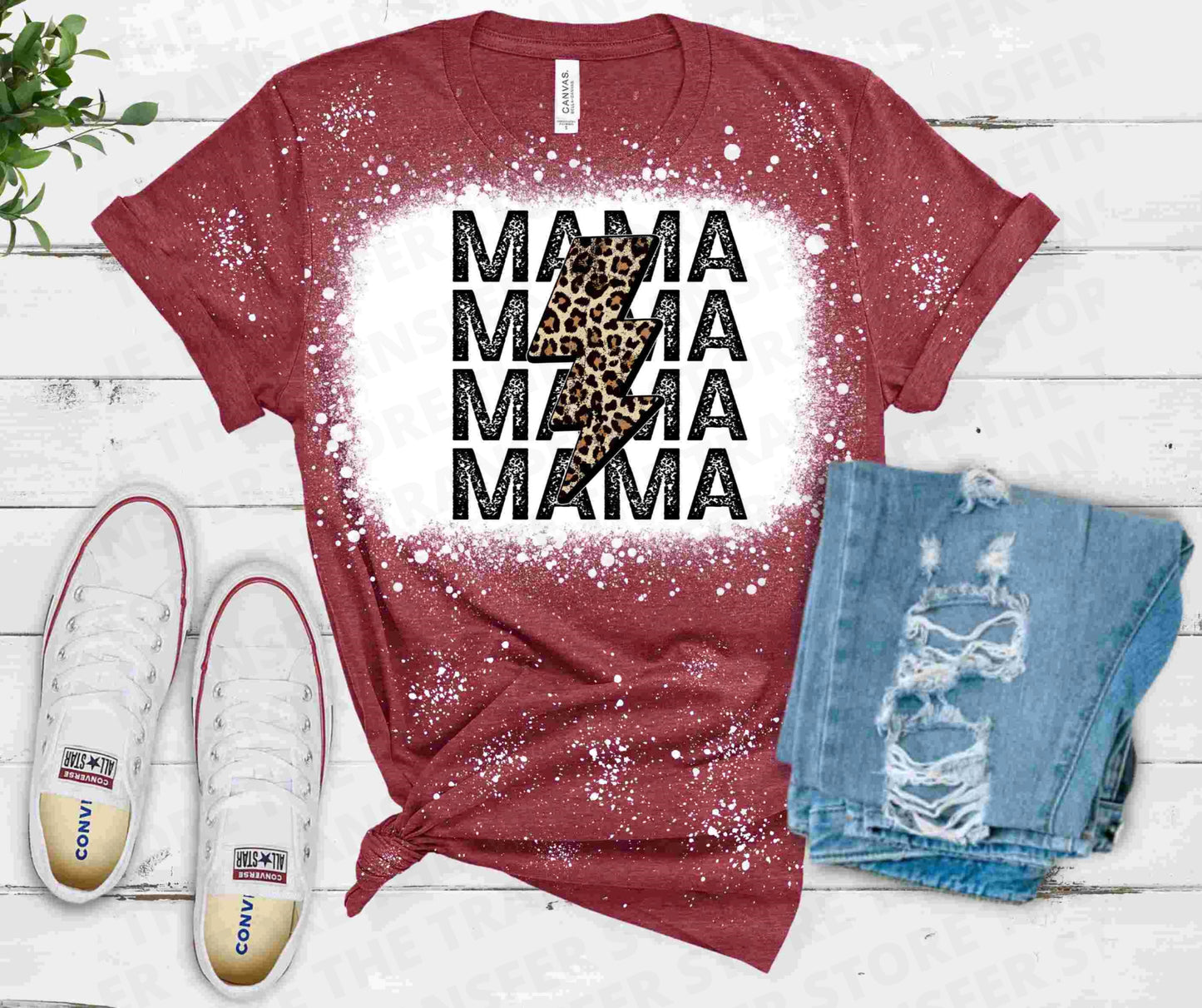 Stacked Mama with Leopard Lightning Bolt