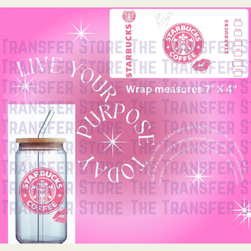 Pink Coffee Lips UV DTF Cup Wrap 16oz