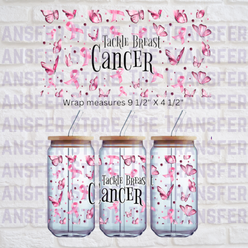 Tackle Breast Cancer UV DTF Cup Wrap 16oz