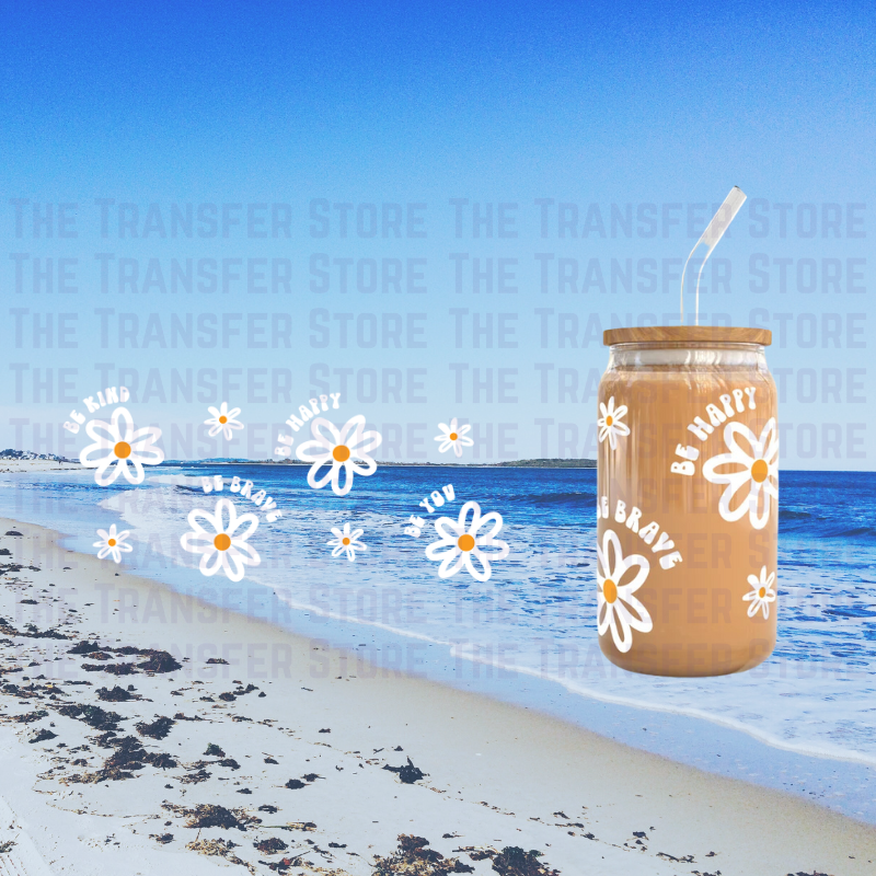 Be Happy White UV DTF Cup Wrap 16oz