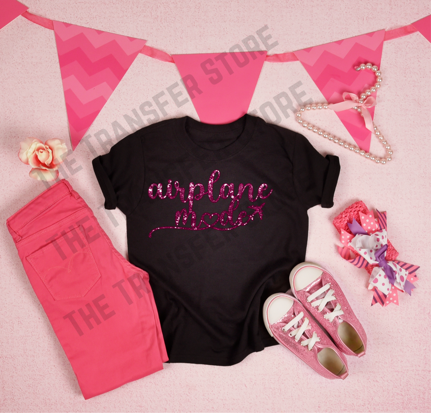 Airplane Mode- Pink Glitter