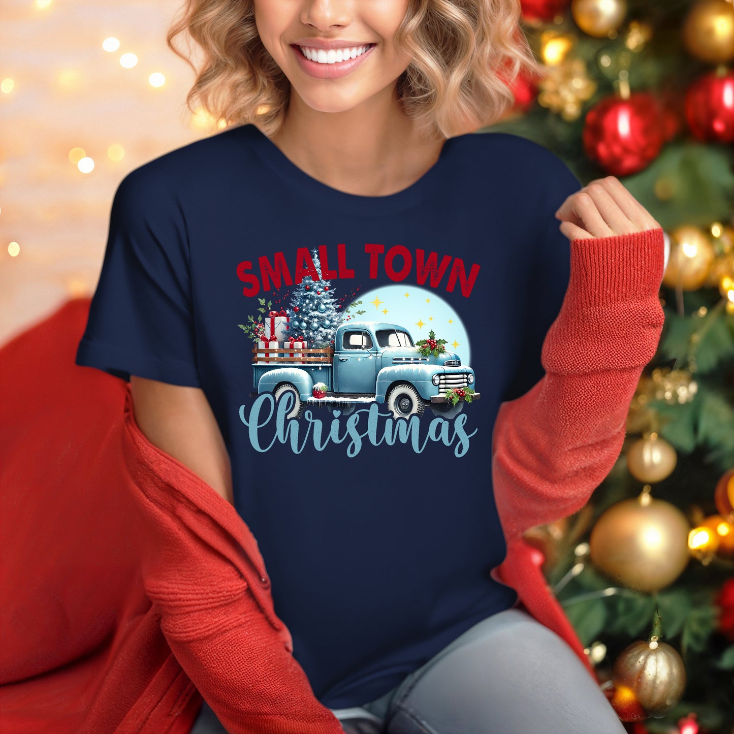 SMALL TOWN CHRISTMAS BLUE TRUCK - NAVY