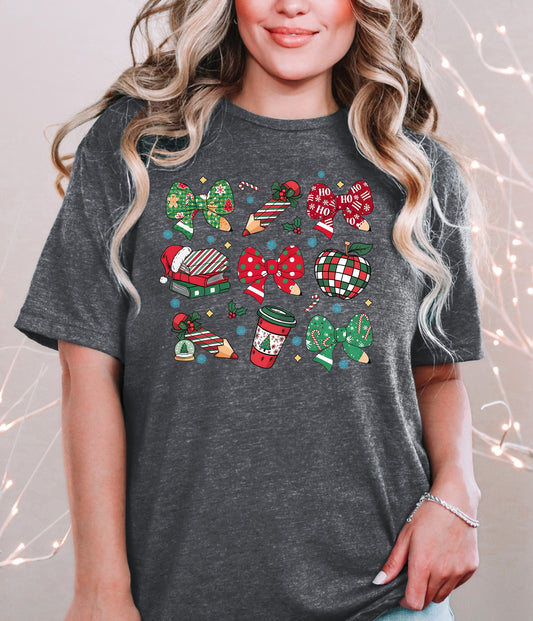 TEACHER COQUETTE CHRISTMAS TREE - DARK HEATHER GREY