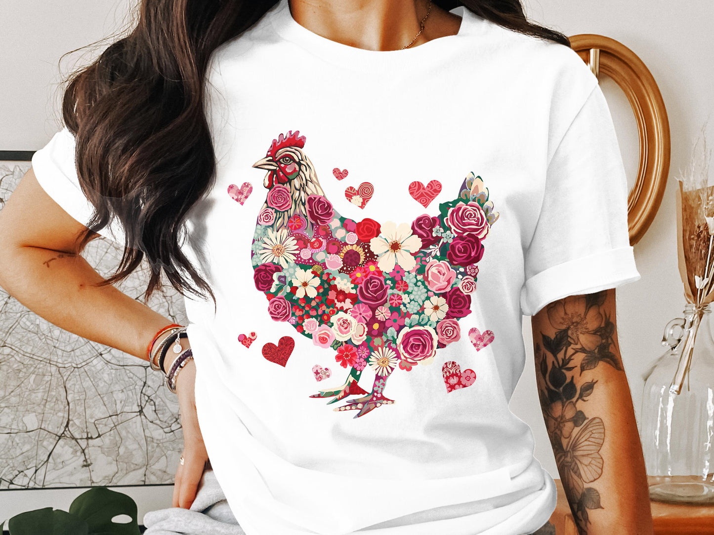 Floral Chicken Valentine