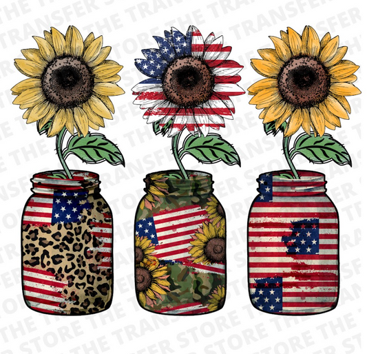 USA Leopard Sunflower Mason Jars