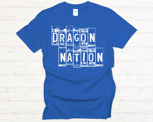 Dragons Nation License Plate Printed T-Shirt- Size XL