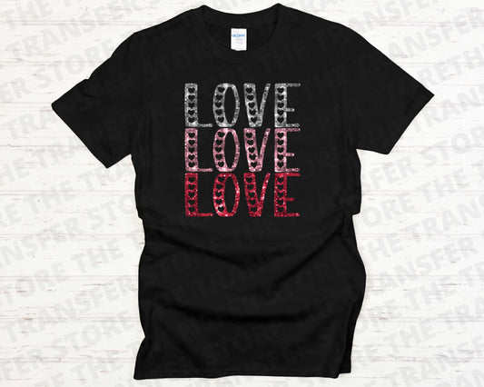Love Stacked Bling Printed T-Shirt- Size Youth M